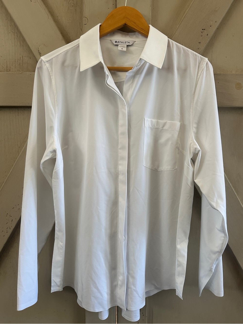 Athleta Urbanite Top White Button Down Shirt Long Sleeve Women’s M